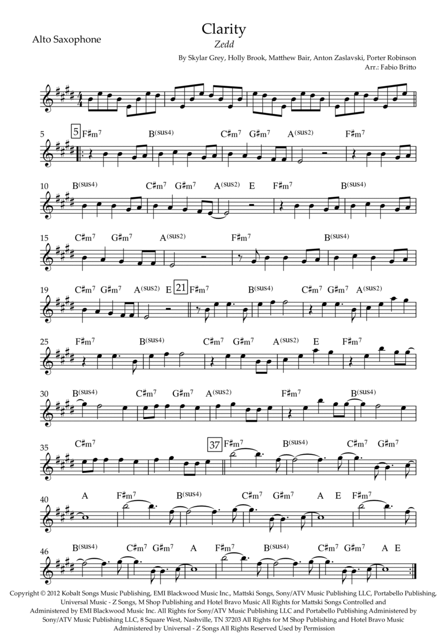 Clarity Clarity Alto Saxophone scores gallery preview page 1
