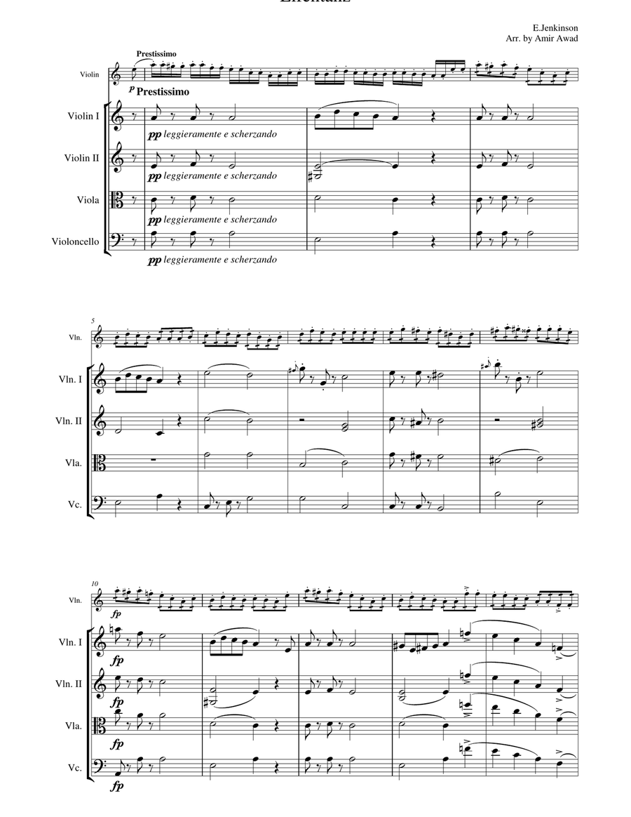 Jenkinson Elfentanz (Elves Dance ) for Solo Violin and String Orchestra/Quartet String Orchestra scores gallery preview page 1