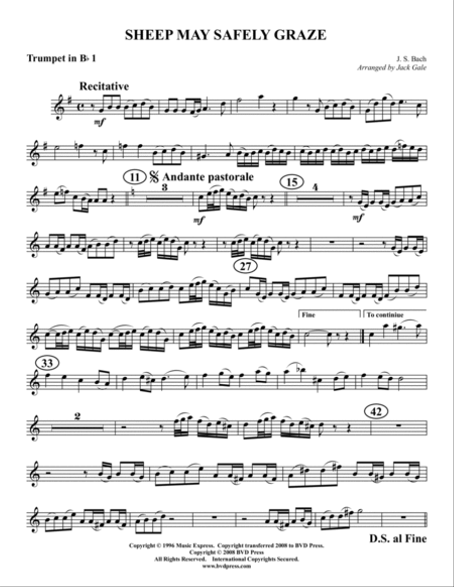 Sheep May Safely Graze Brass Quintet scores gallery preview page 5