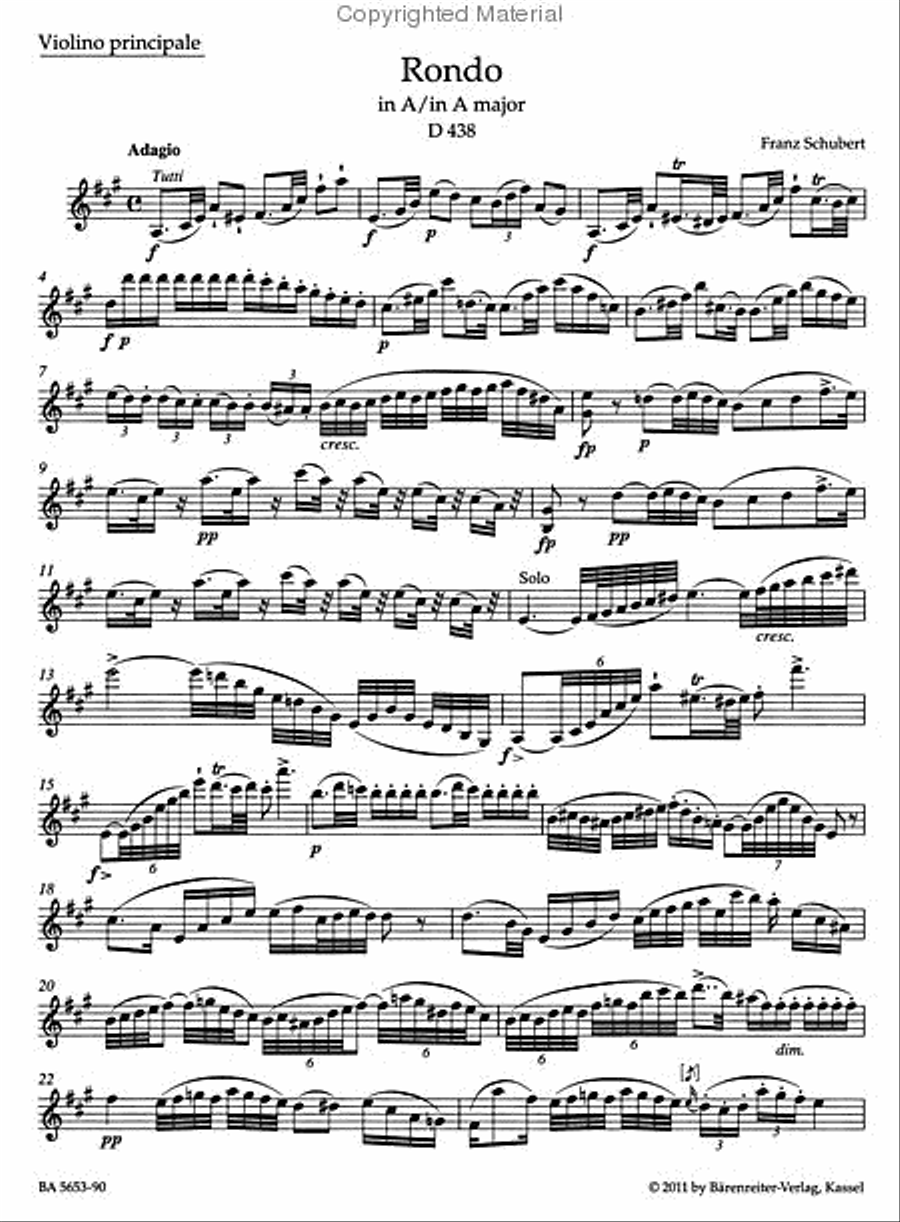 Rondo for Violin and Strings in A major D 438 Violin Solo scores gallery preview page 4
