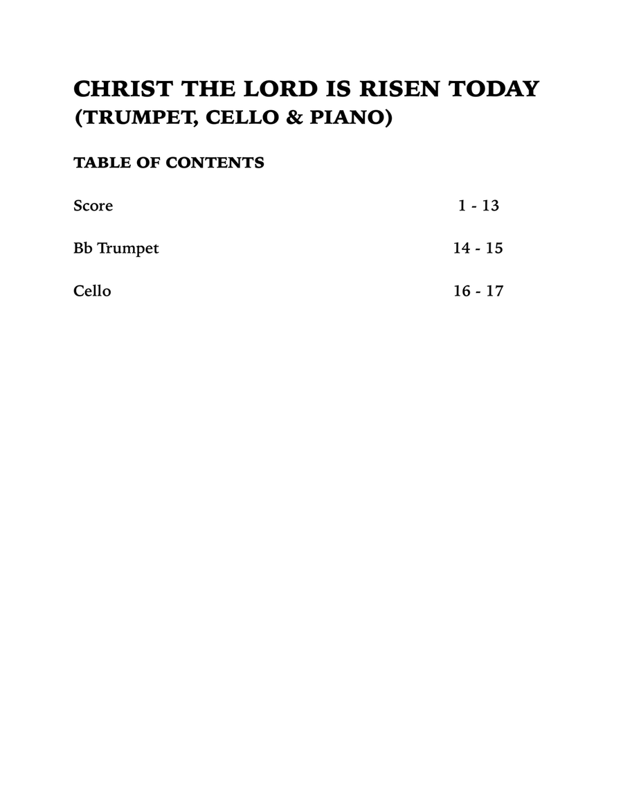 Christ the Lord Is Risen Today (Trio for Trumpet, Cello and Piano) Trumpet Trio scores gallery preview page 4