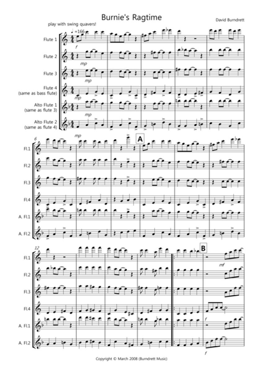 Burnie's Ragtime for Flute Quartet image number null