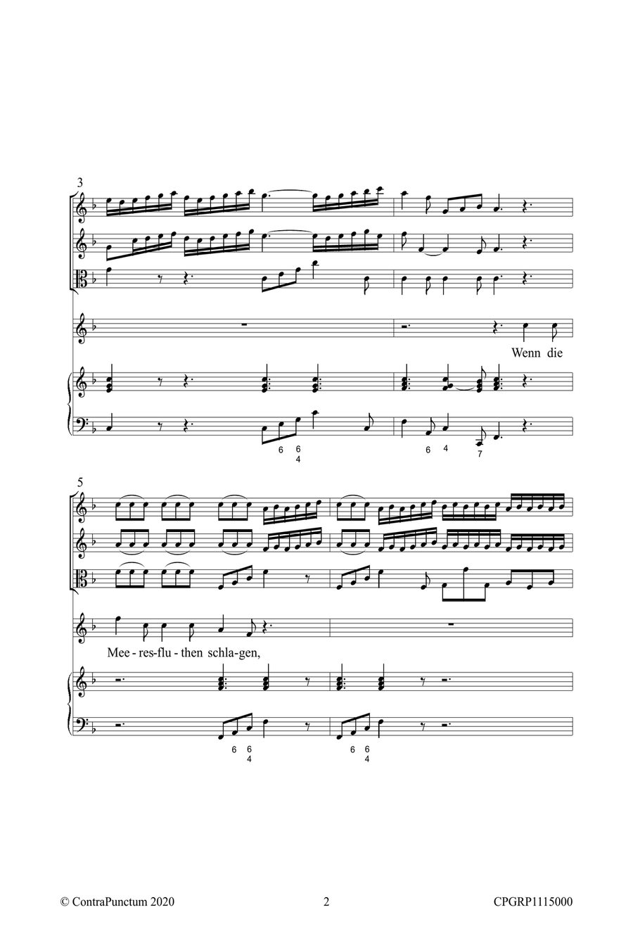 Graupner Christoph Cantata Wenn die Meeresfluthen schlagen GWV 1115/13 Large Ensemble scores gallery preview page 6