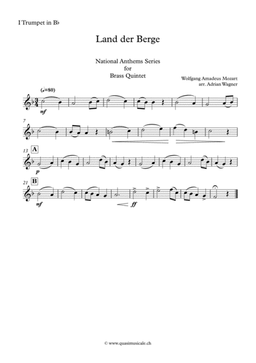 "Land der Berge" (National Anthem of Austria) Brass Quintet arr. Adrian Wagner image number null