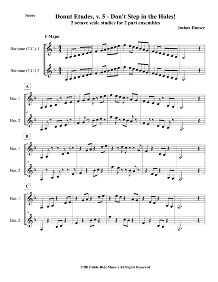 Donut Etudes v5 - Scale Duets for 2 Euphoniums or Baritones in Treble Clef