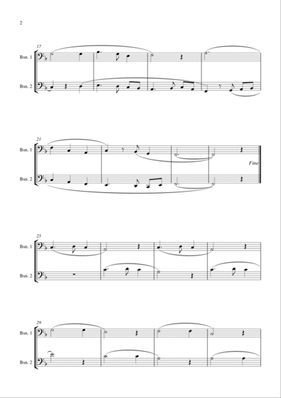 Silent Night (for bassoon duet, suitable for grades 1-5) Woodwind Duet scores gallery preview page 2