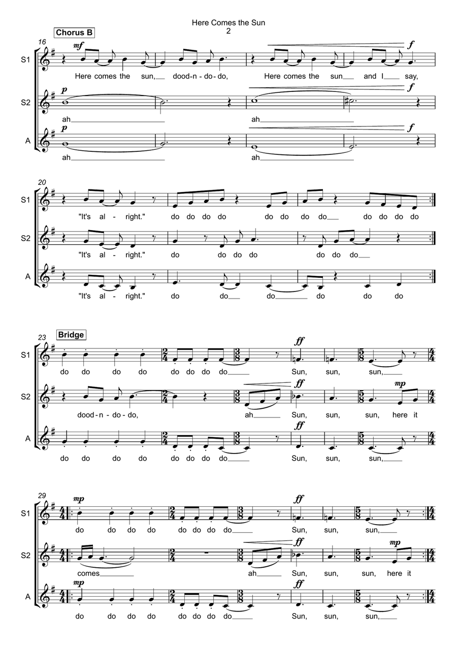 Here Comes The Sun SSA scores gallery preview page 2