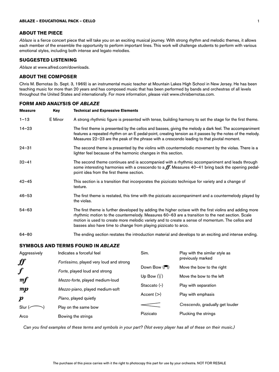Ablaze: Cello Educational Pack