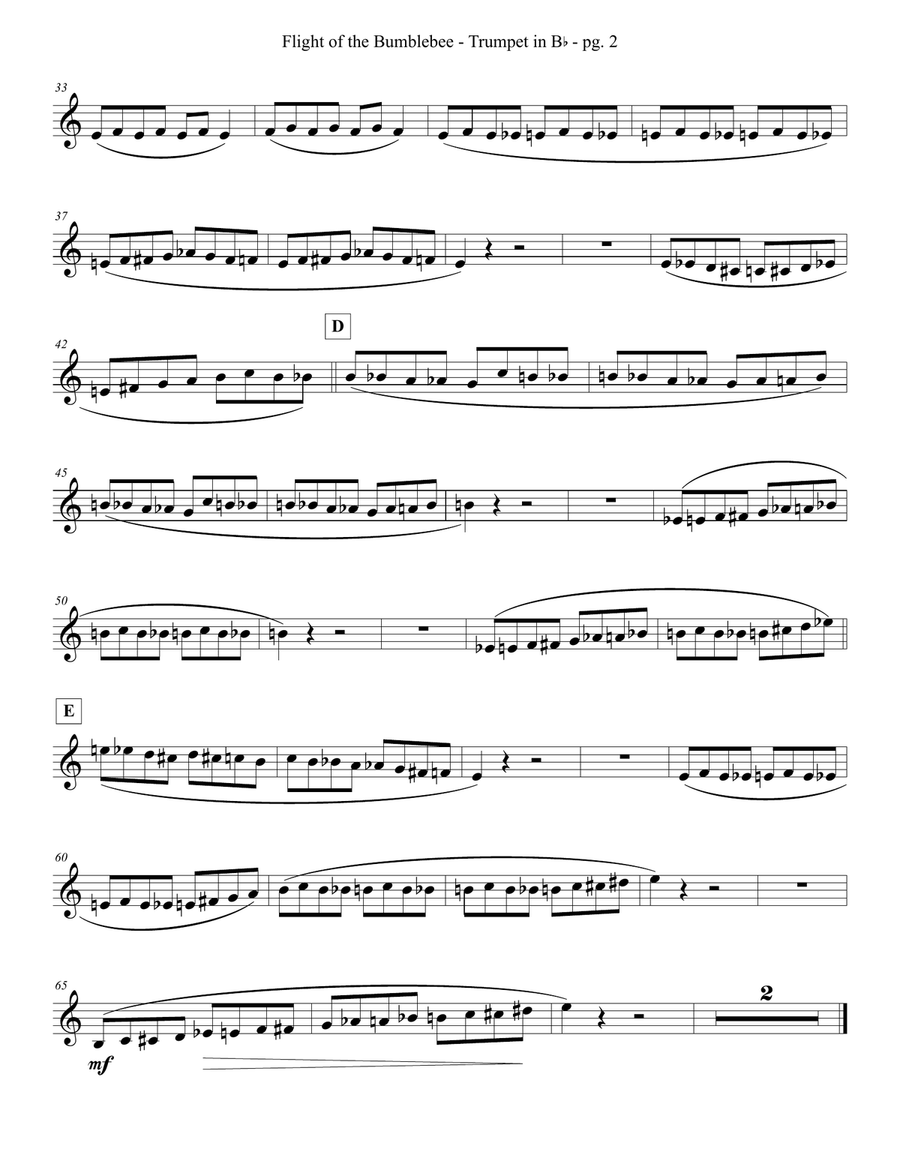 EASY Flight of the Bumblebee - Solo Trumpet With Piano Trumpet Solo scores gallery preview page 3