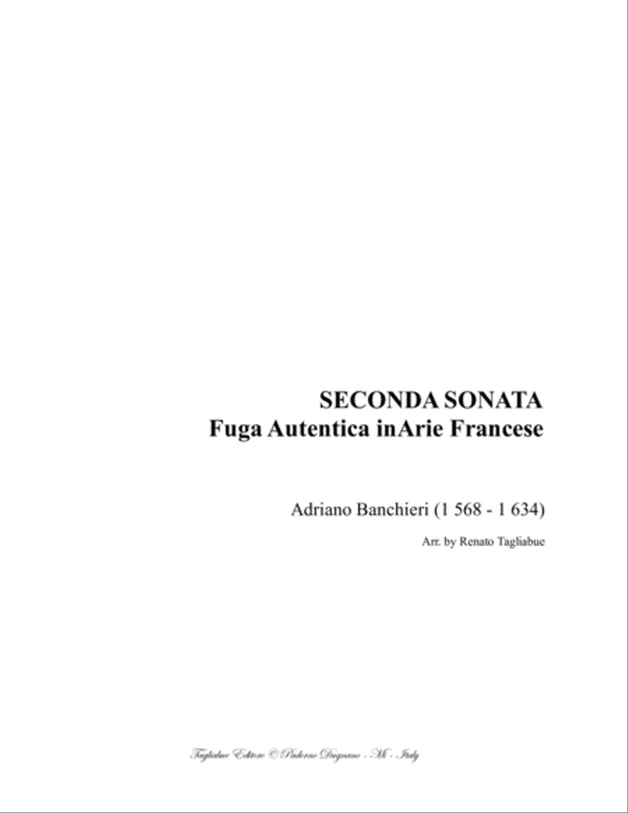 SECONDA SONATA - Fuga Autententica in Aria franese - Banchieri Piano Solo scores gallery preview page 1