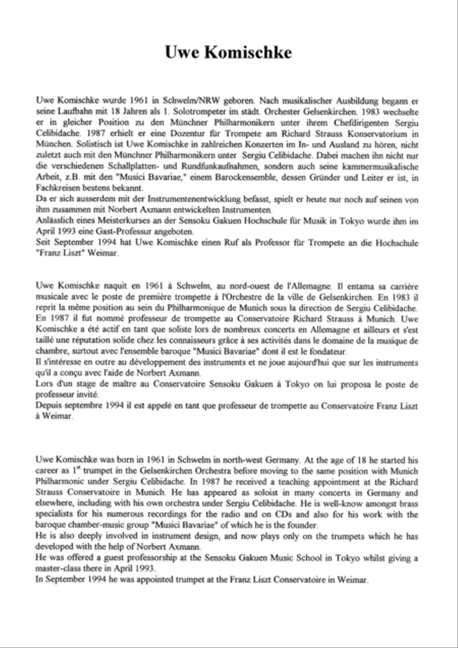 Virtuositatsubungen / Exercices de virtuosite / Virtuosity Drills