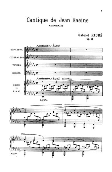 Religious Music, Cantique de Jean Racine; Other short choral works for Treble or Mixed Voices