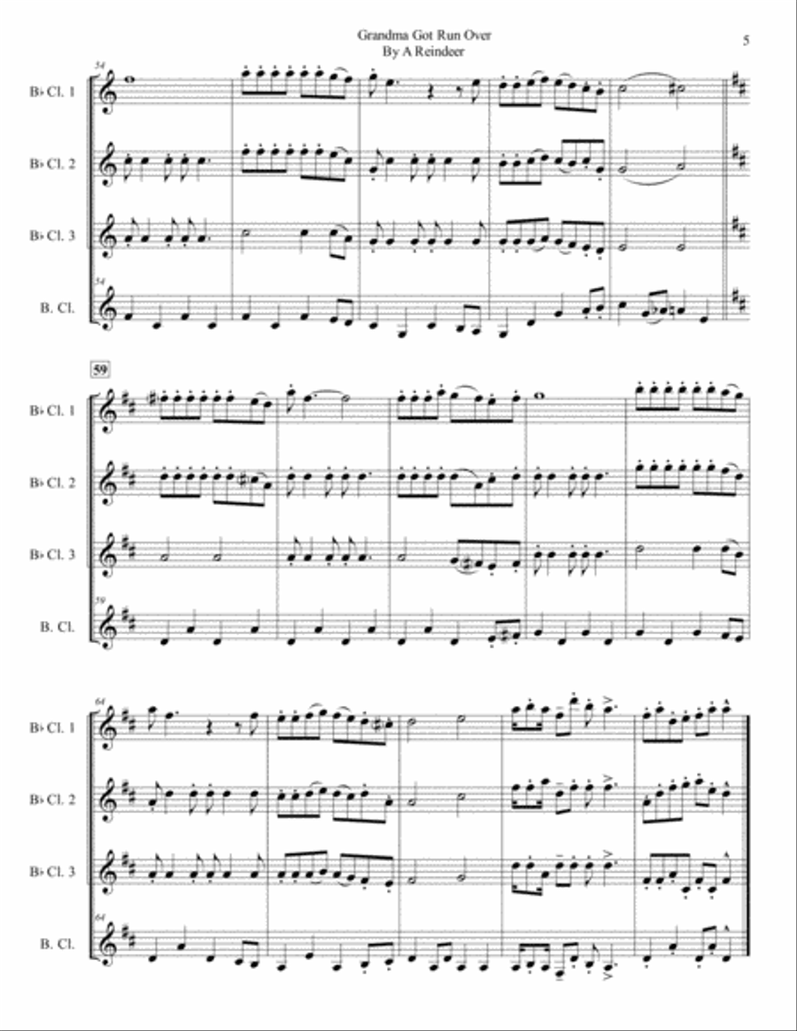 Grandma Got Run Over By A Reindeer Grandma Got Run Over By A Reindeer Woodwind Quartet scores gallery preview page 6