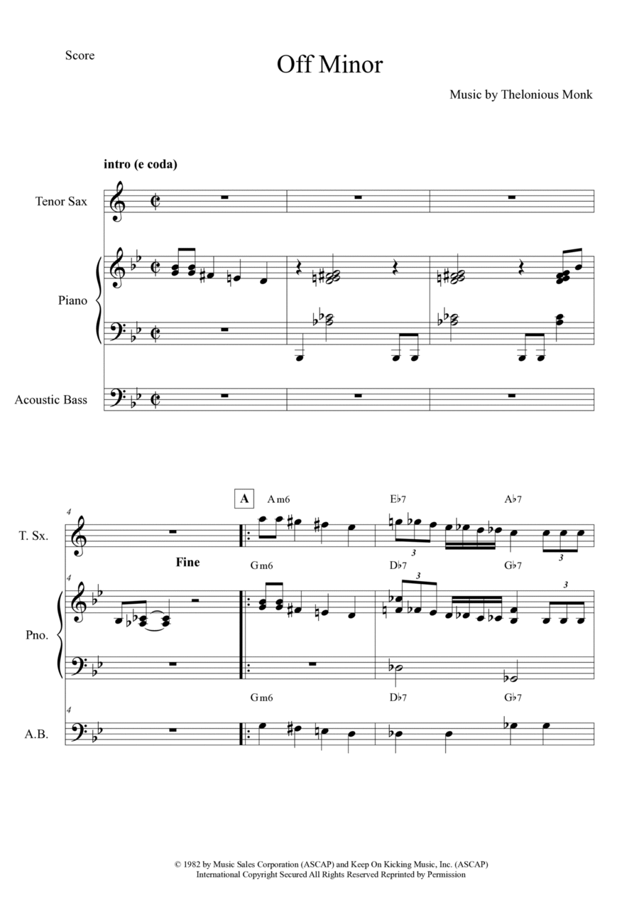 Off Minor Jazz Ensemble scores gallery preview page 1