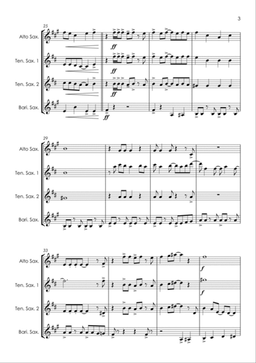 Crocodile Rock Saxophone Quartet scores gallery preview page 5