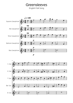 Book cover for Greensleeves - Sax Quintet SATB