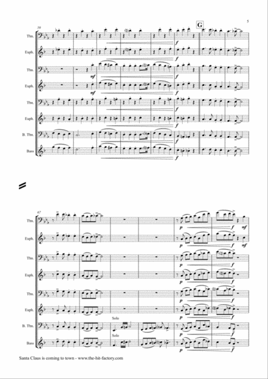 Santa Claus Is Comin' To Town Euphonium scores gallery preview page 5