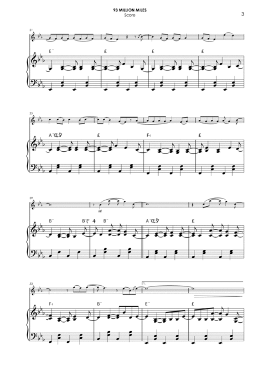 93 Million Miles Piano scores gallery preview page 3