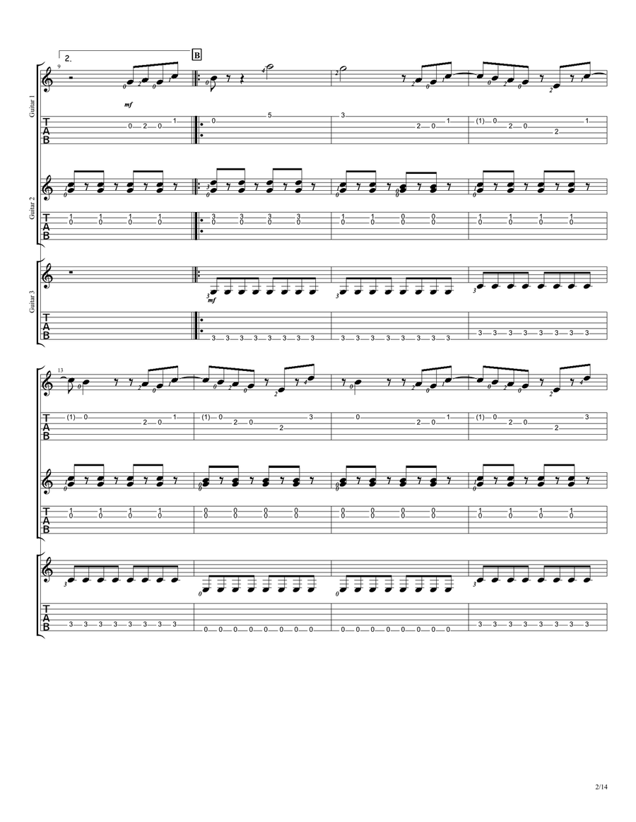 I Gotta Feeling Guitar Ensemble scores gallery preview page 2