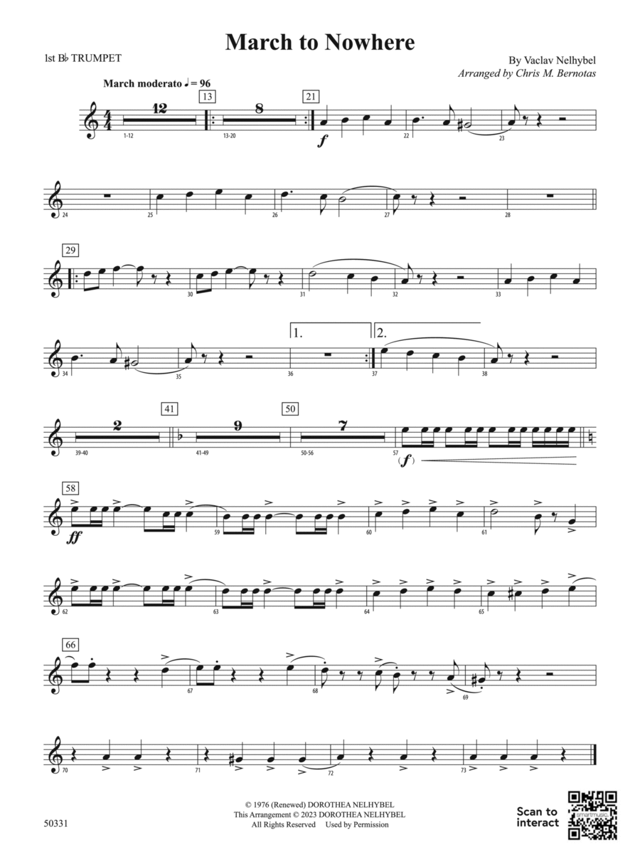 March to Nowhere: 1st B-flat Trumpet Concert Band scores gallery preview page 1