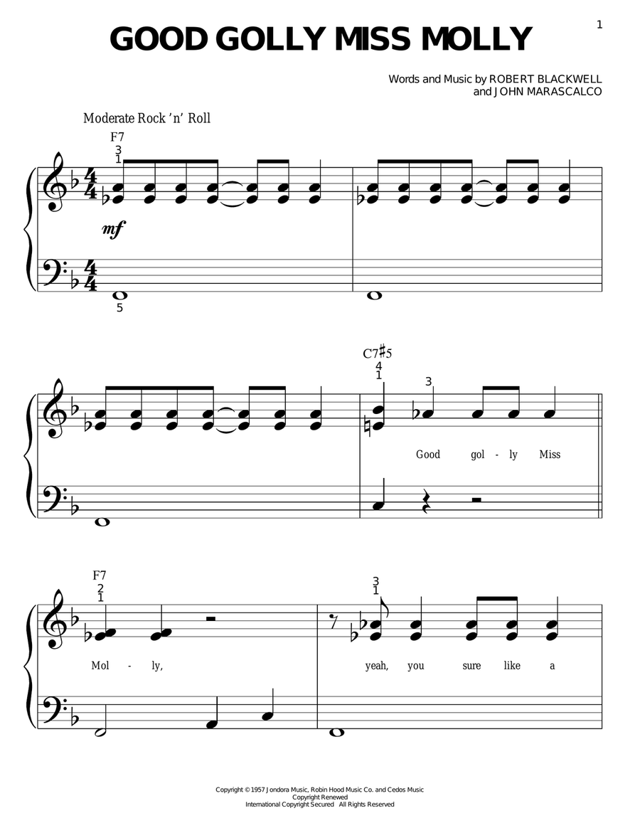 Good Golly Miss Molly Easy Piano scores gallery preview page 1