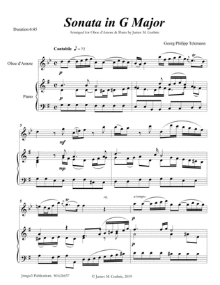 Telemann: Four Sonatas for Oboe d'Amore & Piano