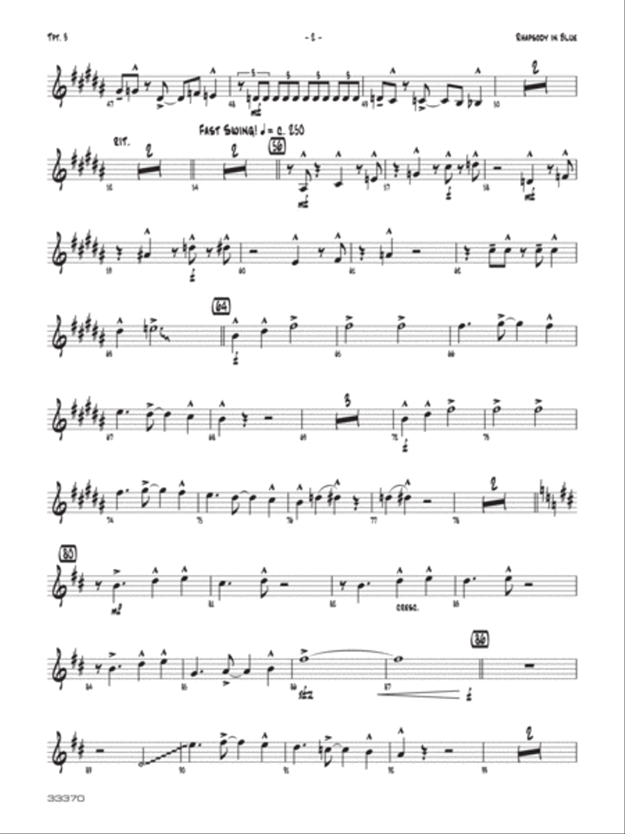 Rhapsody in Blue: 3rd B-flat Trumpet Jazz Ensemble scores gallery preview page 2