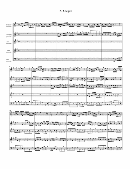 Concerto, Op.5, no.1 (arrangement for 5 recorders)