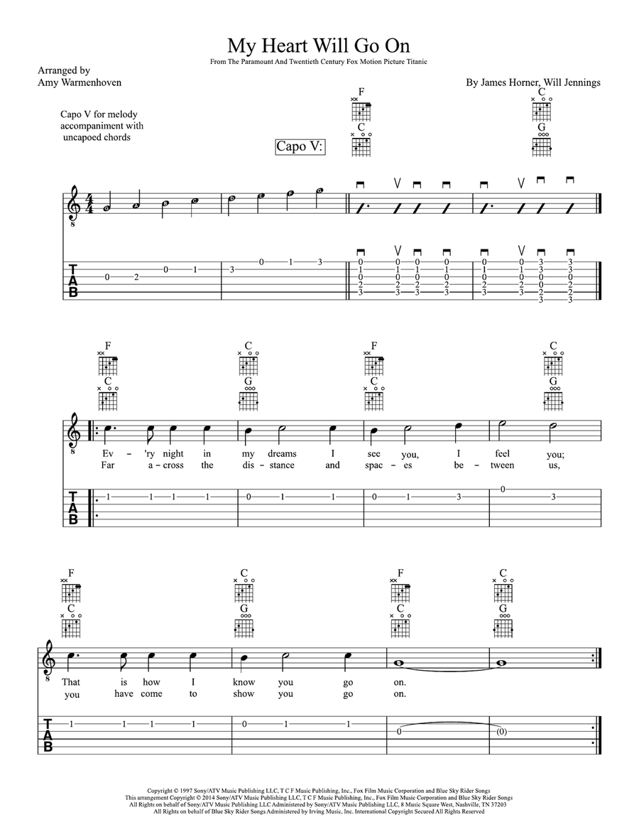 My Heart Will Go On (love Theme From 'titanic') Acoustic Guitar scores gallery preview page 1