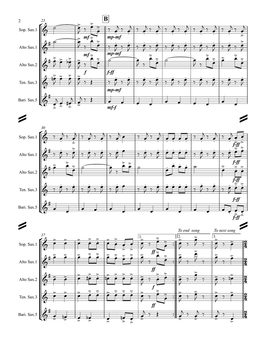 A Patriotic Medley by George M. Cohan (for Saxophone Quartet SATB or AATB) Saxophone Quartet scores gallery preview page 3