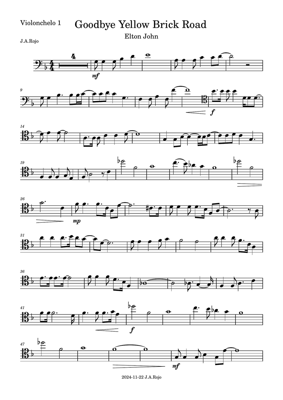 Goodbye Yellow Brick Road String Quartet scores gallery preview page 6