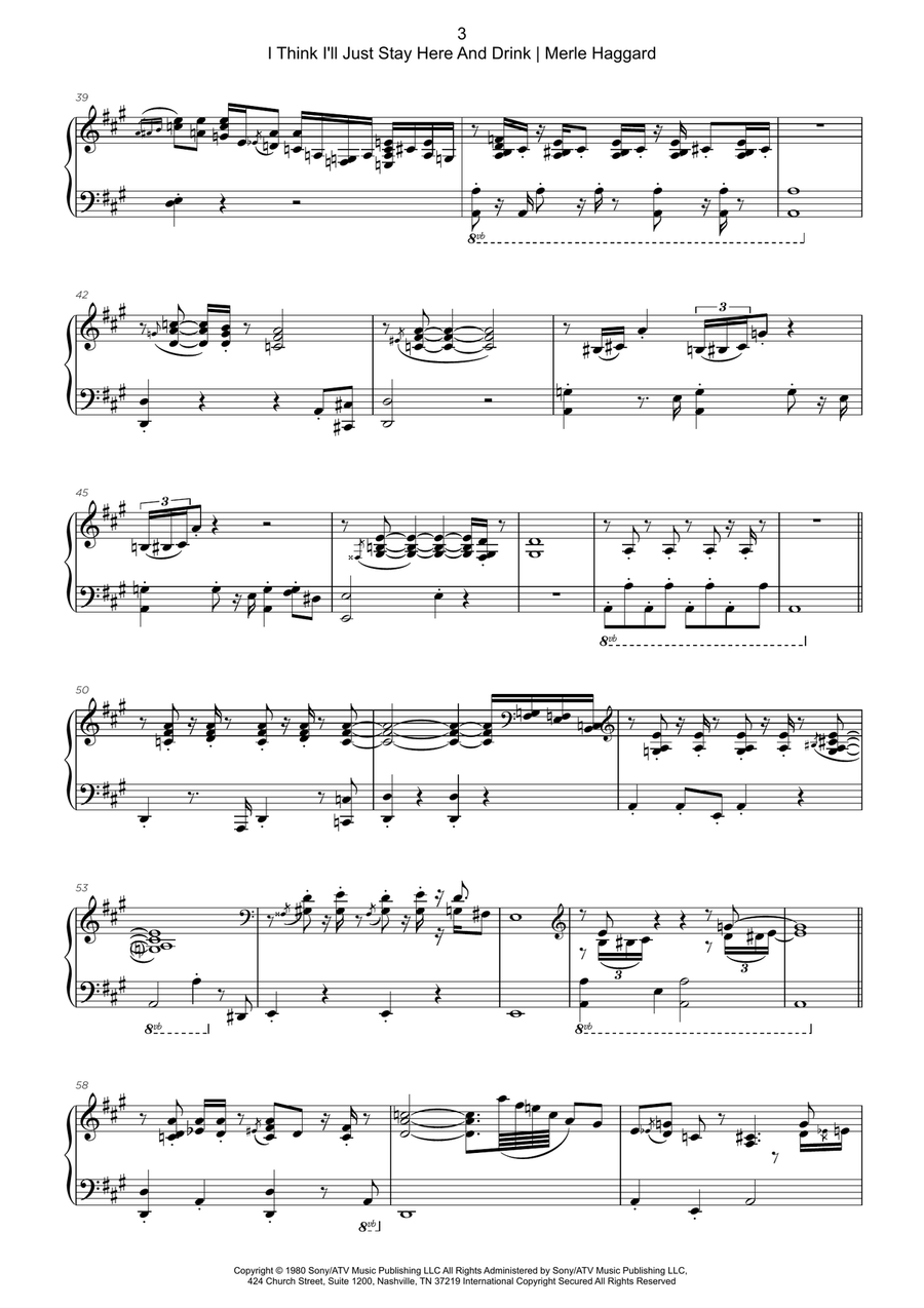 I Think I'll Just Stay Here And Drink Easy Piano scores gallery preview page 3
