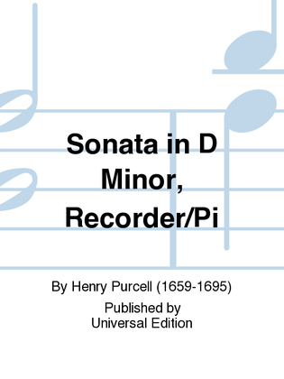 Book cover for Sonata In D Minor, Recorder/Pi