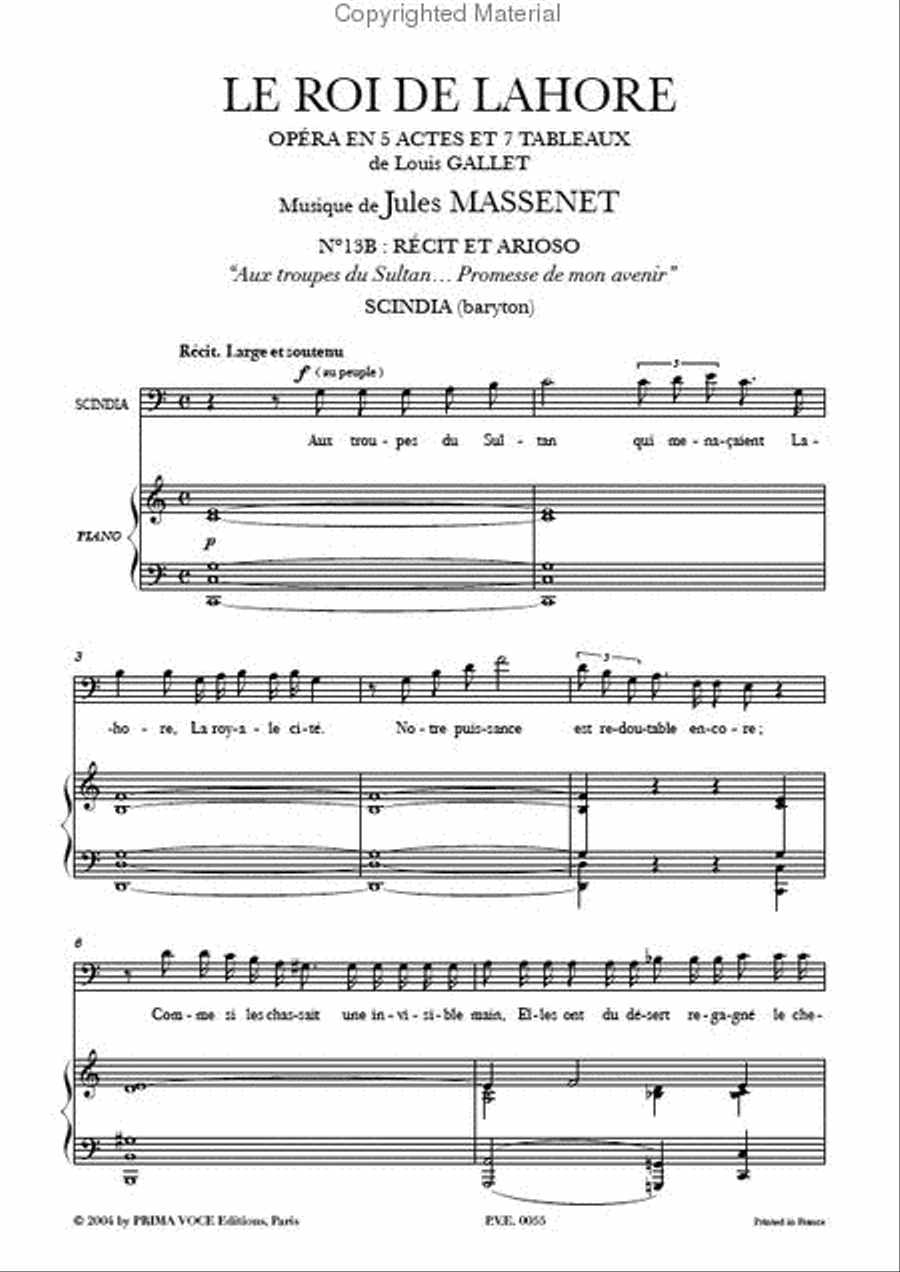 Aux troupes du Sultan... Promesse de mon avenir from Le Roi de Lahore Baritone Voice scores gallery preview page 2