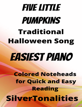 Five Little Pumpkins Easiest Piano Sheet Music with Colored Notation