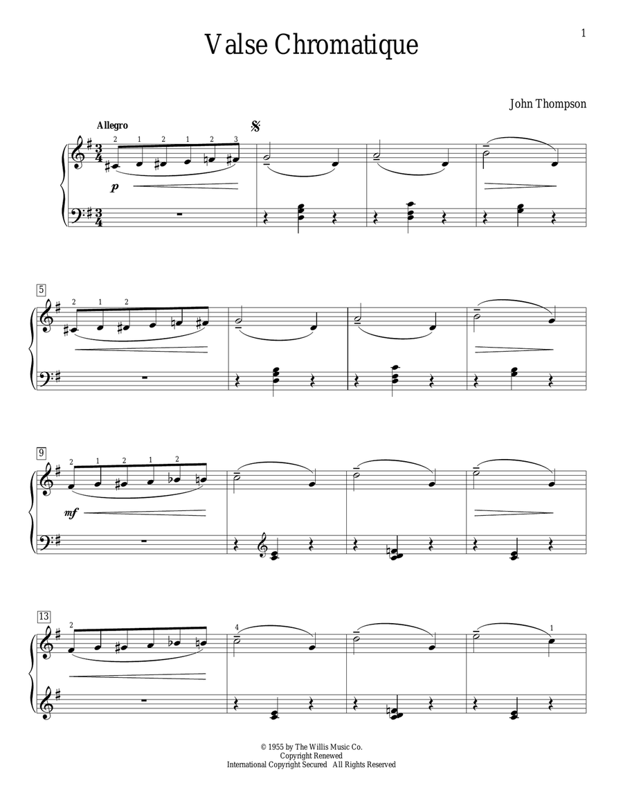 Valse Chromatique Piano Method scores gallery preview page 1