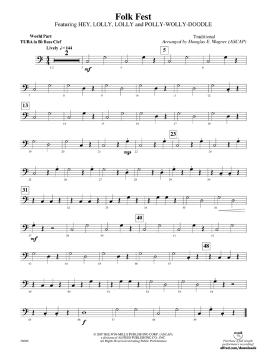 Folk Fest: (World Part) B-flat Tuba B.C. Concert Band scores gallery preview page 1