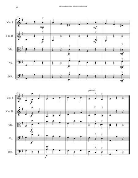 Menuet from Eine Kleine Nachtmusik, EASY for string orchestra. SCORE & PARTS. image number null