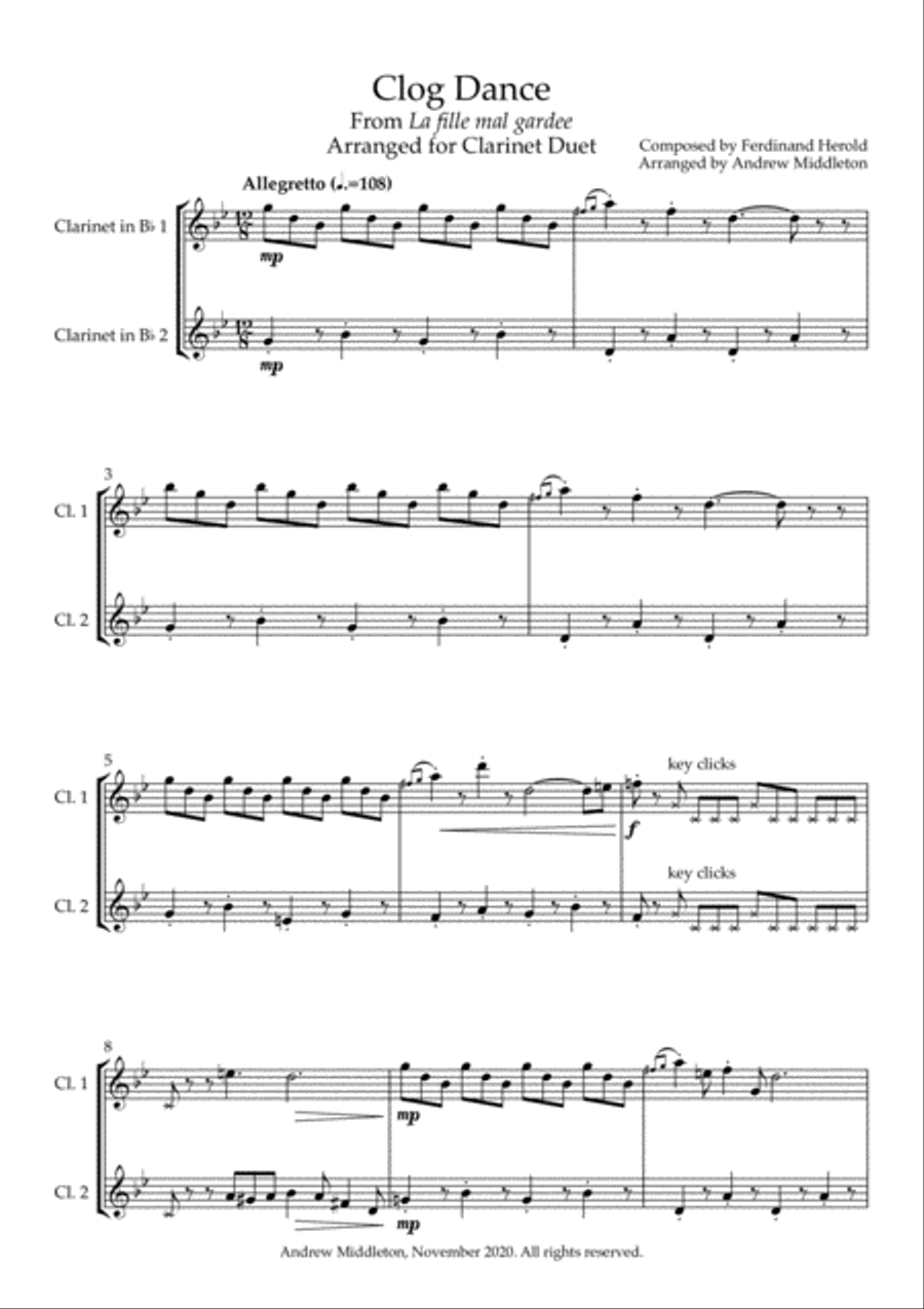 Clog Dance arranged for Clarinet Duet Clarinet Duet scores gallery preview page 3