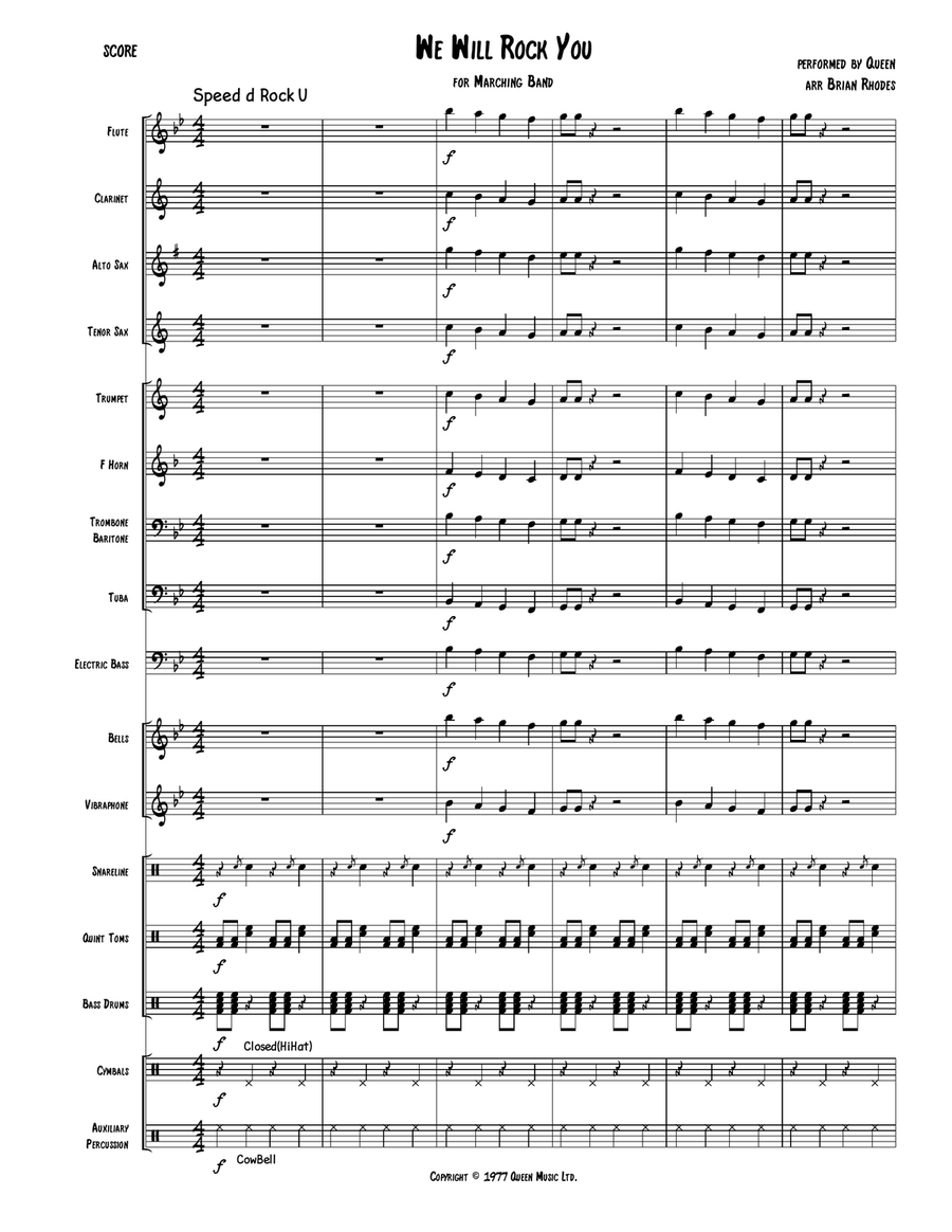 We Will Rock You Marching Band scores gallery preview page 2