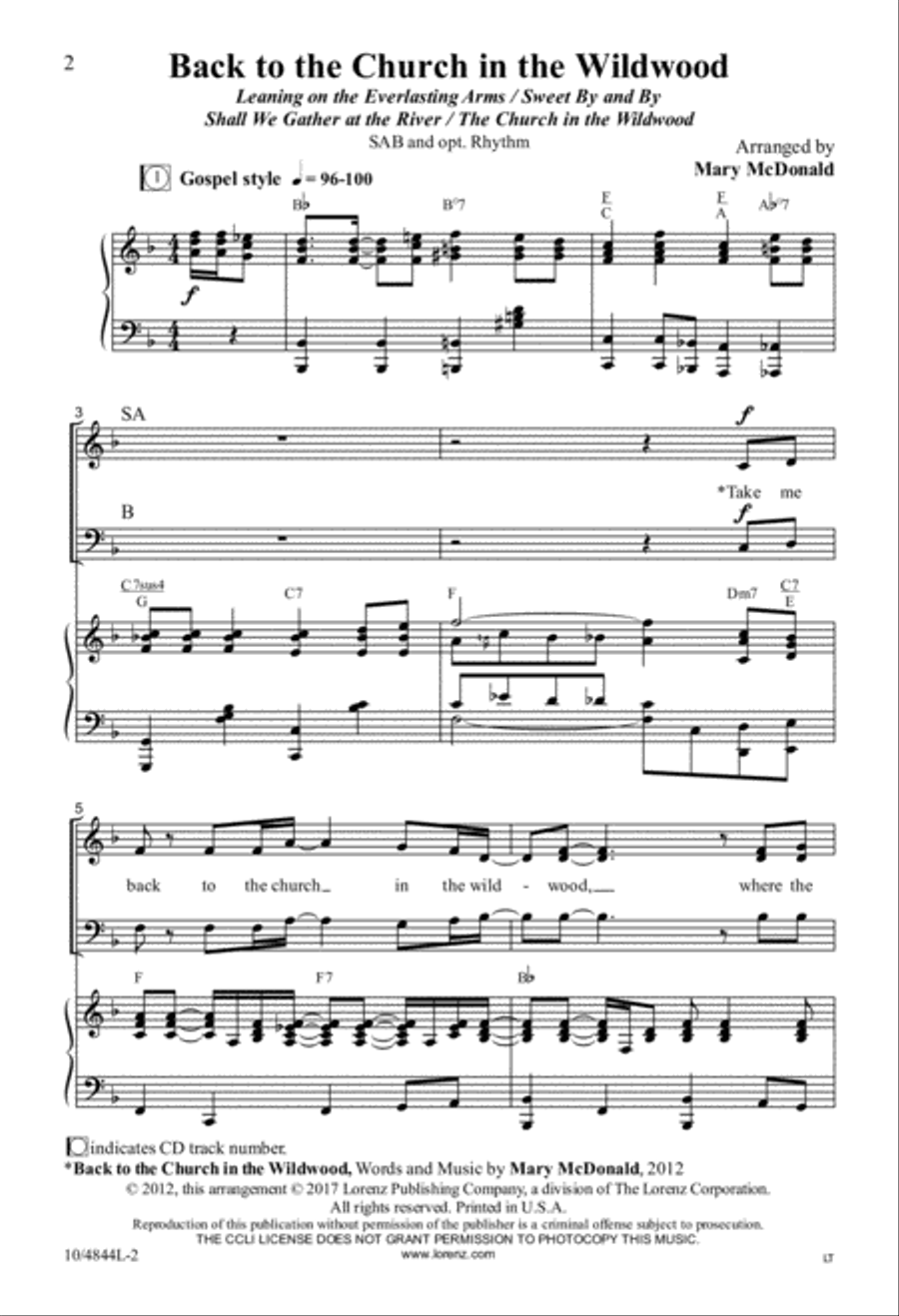 Back to the Church in the Wildwood 3-Part scores gallery preview page 2