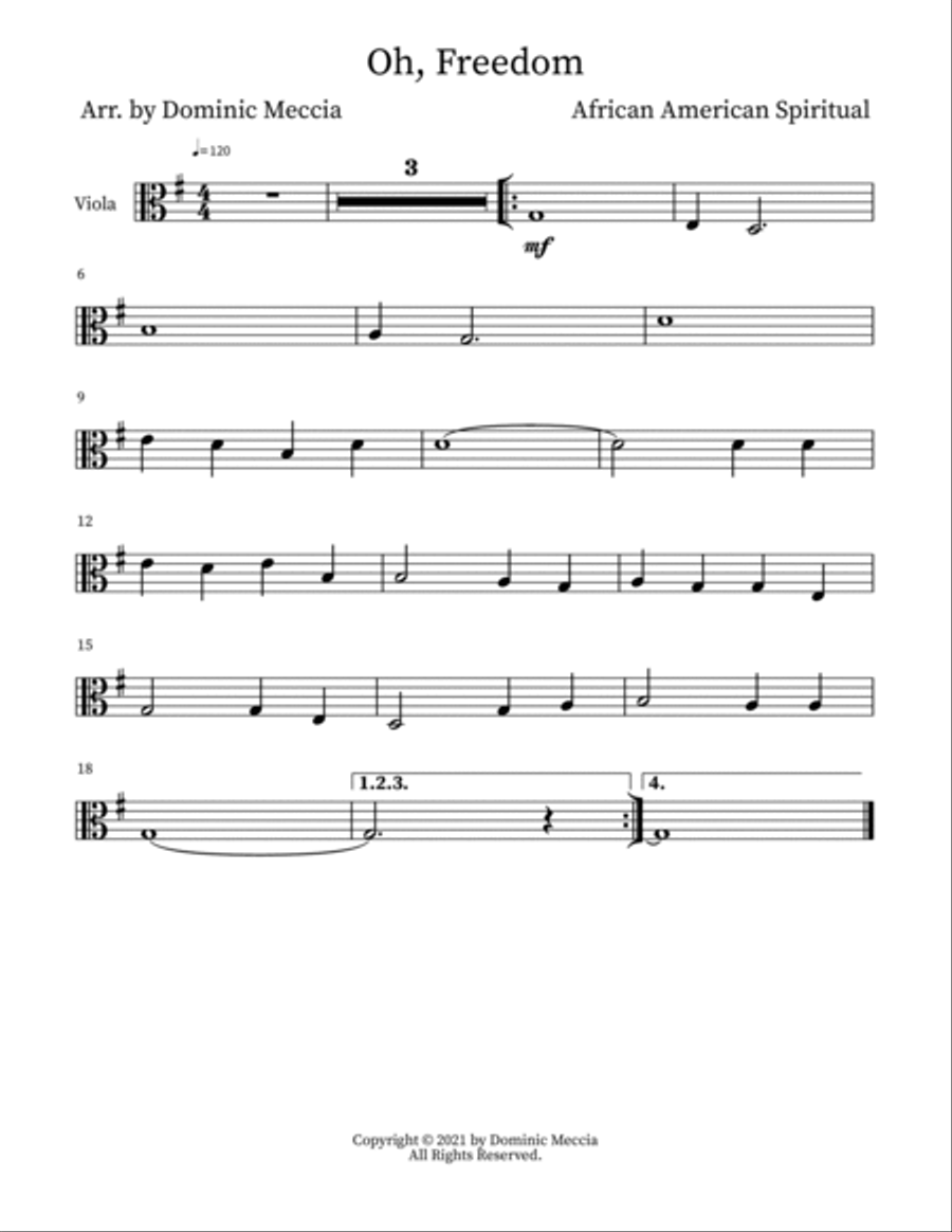 Oh, Freedom Viola scores gallery preview page 3