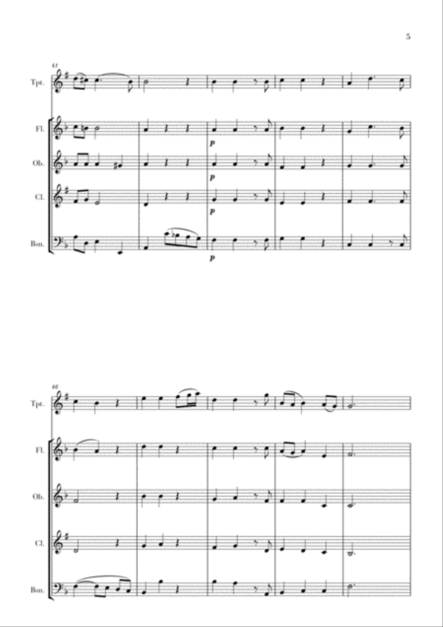 Haendel - Lascia ch’io pianga (for Trumpet and Woodwind Quartet) Woodwind Quartet scores gallery preview page 5