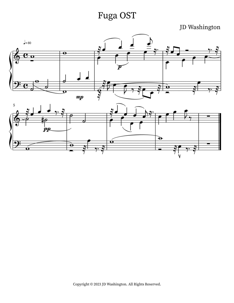 Fuga OST Fuga OST Piano Solo scores gallery preview page 1