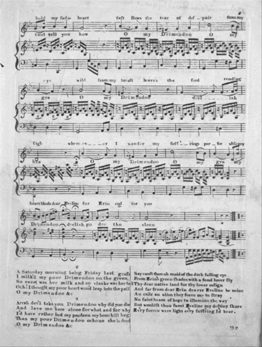 Drimendoo. A Much admir'd Ancient Irish Air (two arrangements) Voice scores gallery preview page 2