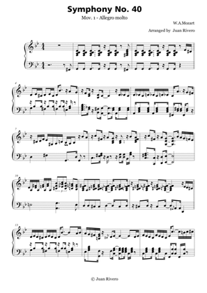 Wolfgang Amadeus Mozart - Symphony No. 40 / Mov. 1 - Jazz version - Piano Advanced intermediate