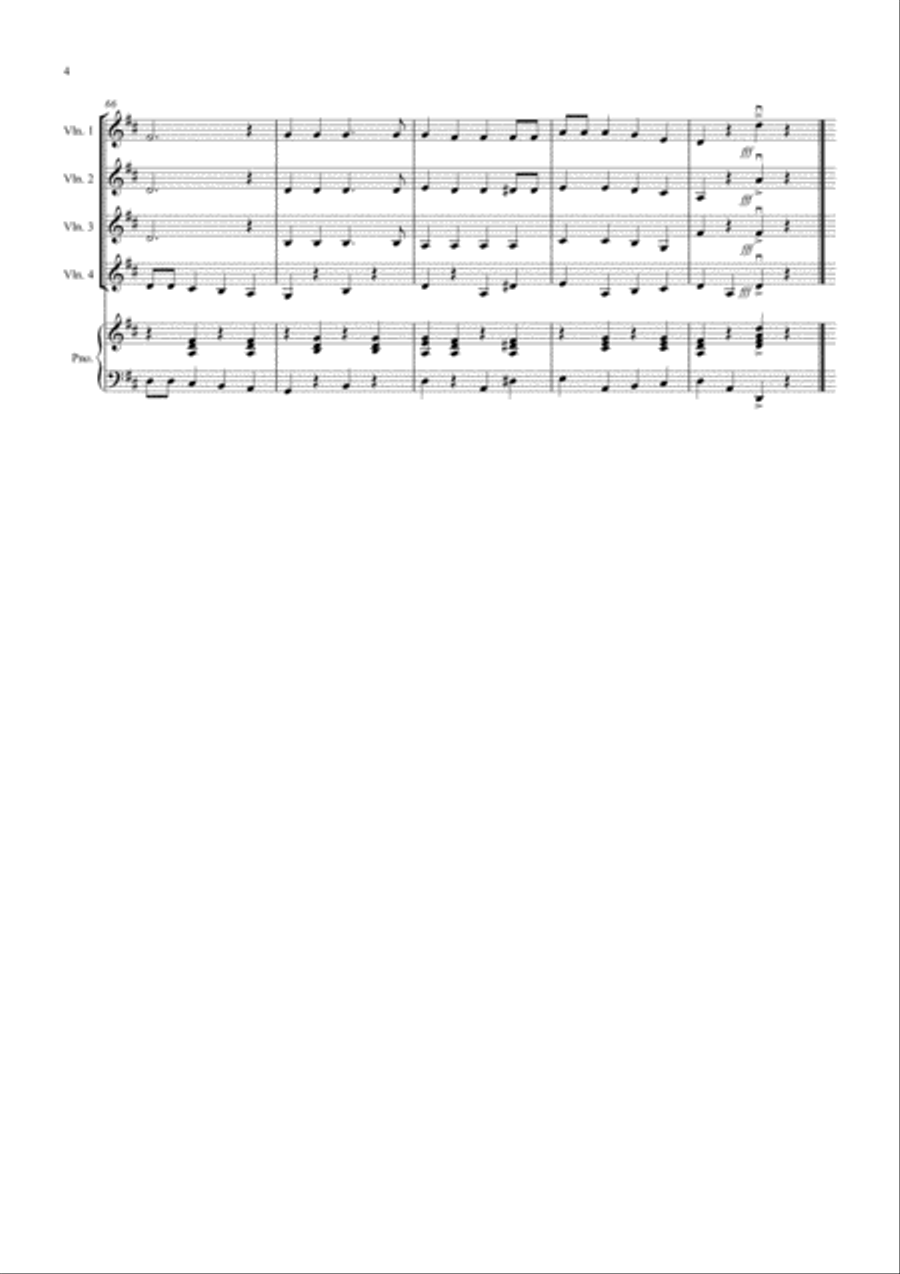 Jingle Bells (Jazzy Style!) for Violin Quartet Violin Solo scores gallery preview page 4