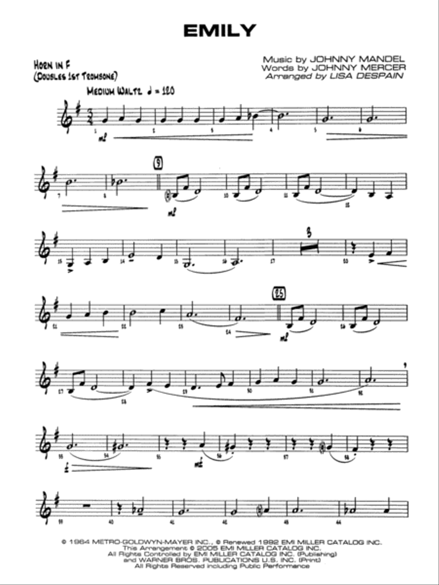 Emily: 1st F Horn Jazz Ensemble scores gallery preview page 1