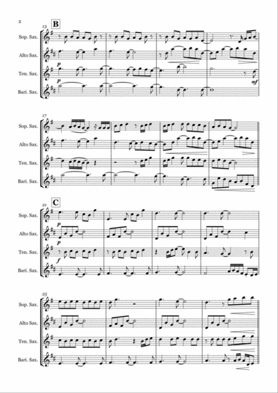 Man In The Mirror Saxophone Quartet scores gallery preview page 2