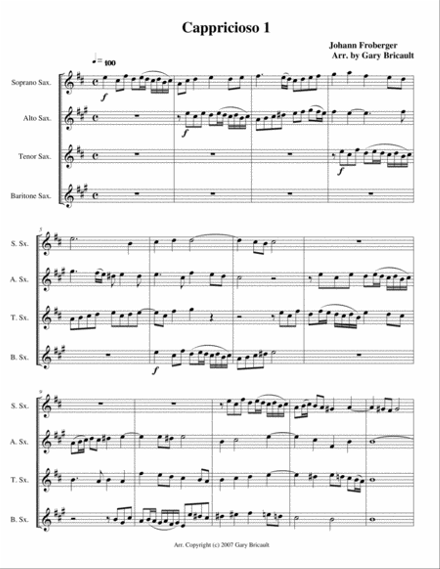 Cappricioso 1 Cappricioso 1 Saxophone Quartet scores gallery preview page 2